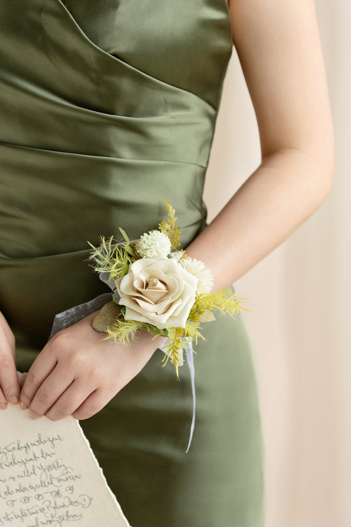 Wrist Corsages in Emerald & Tawny Beige | Clearance - Image 5