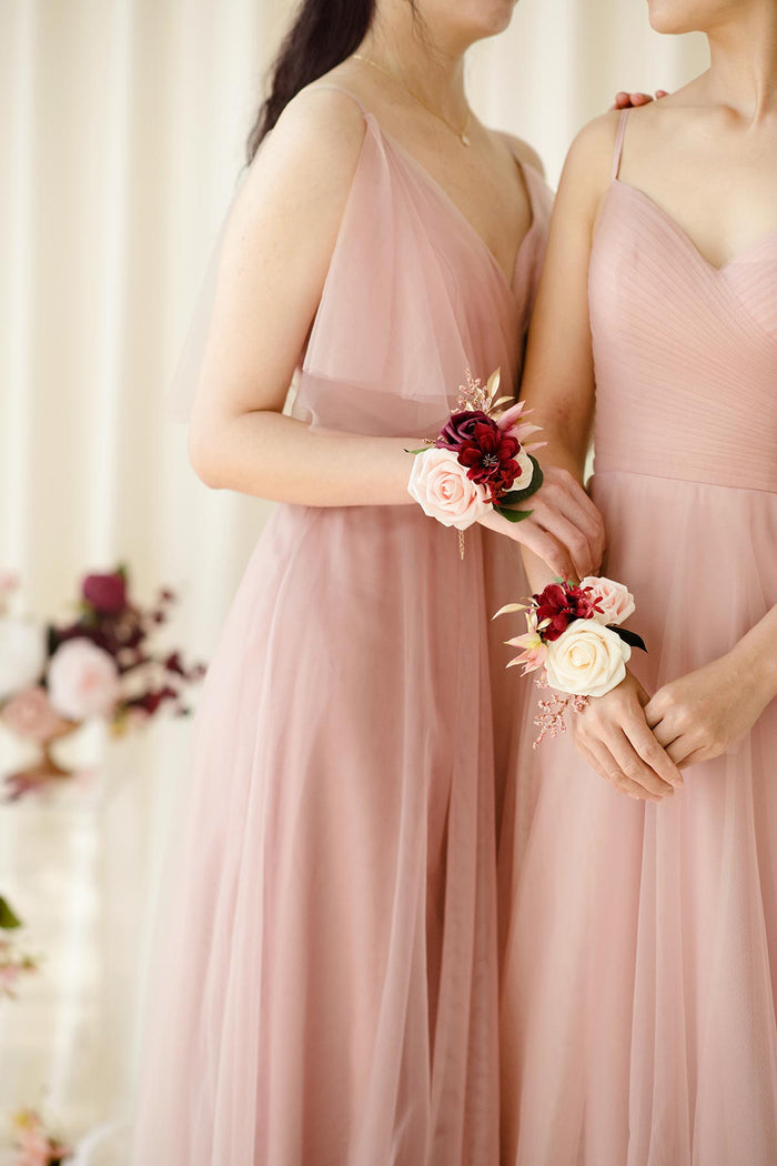 Set of 6 | Wrist Corsages in Romantic Marsala
