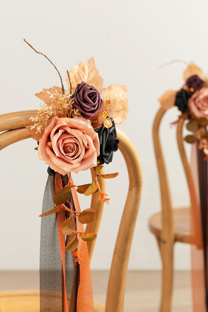 Wedding Aisle Decoration Pew Flowers in Black & Pumpkin Orange | Clearance - Image 3