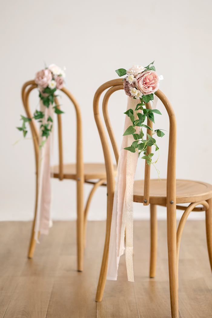 Wedding Aisle Decoration Pew Flowers in Dusty Rose & Cream - Image 2