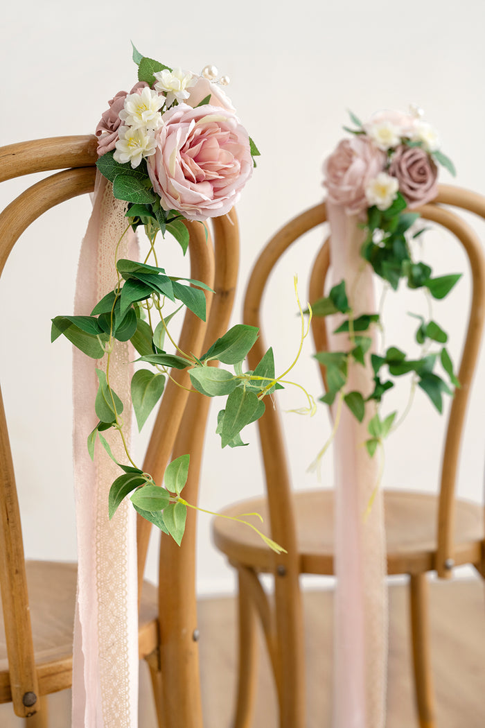 Wedding Aisle Decoration Pew Flowers in Dusty Rose & Cream - Image 3