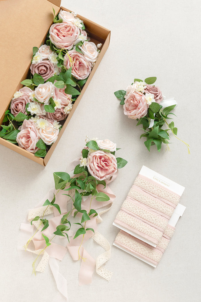 Wedding Aisle Decoration Pew Flowers in Dusty Rose & Cream - Image 5