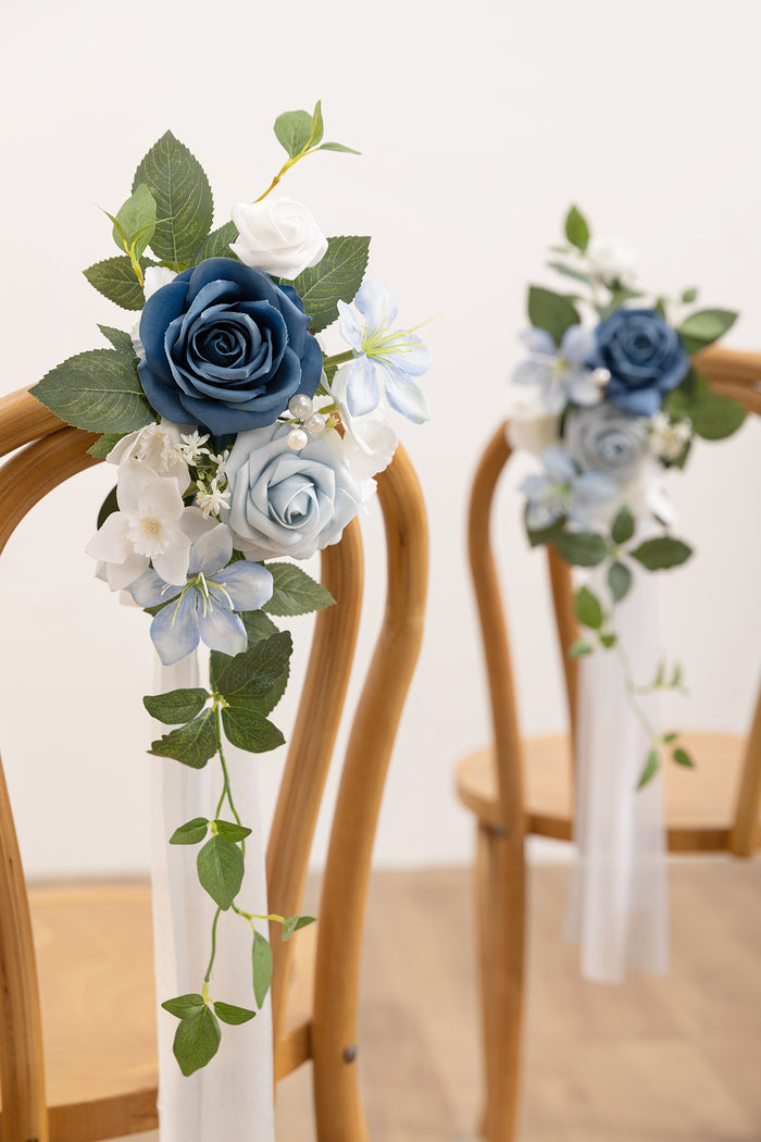 Wedding Aisle Decoration Pew Flowers in Dutch Blue & Powder Blue - Image 3