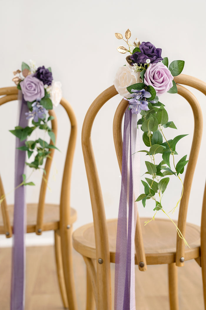Wedding Aisle Decoration Pew Flowers in Lilac & Gold - Image 2