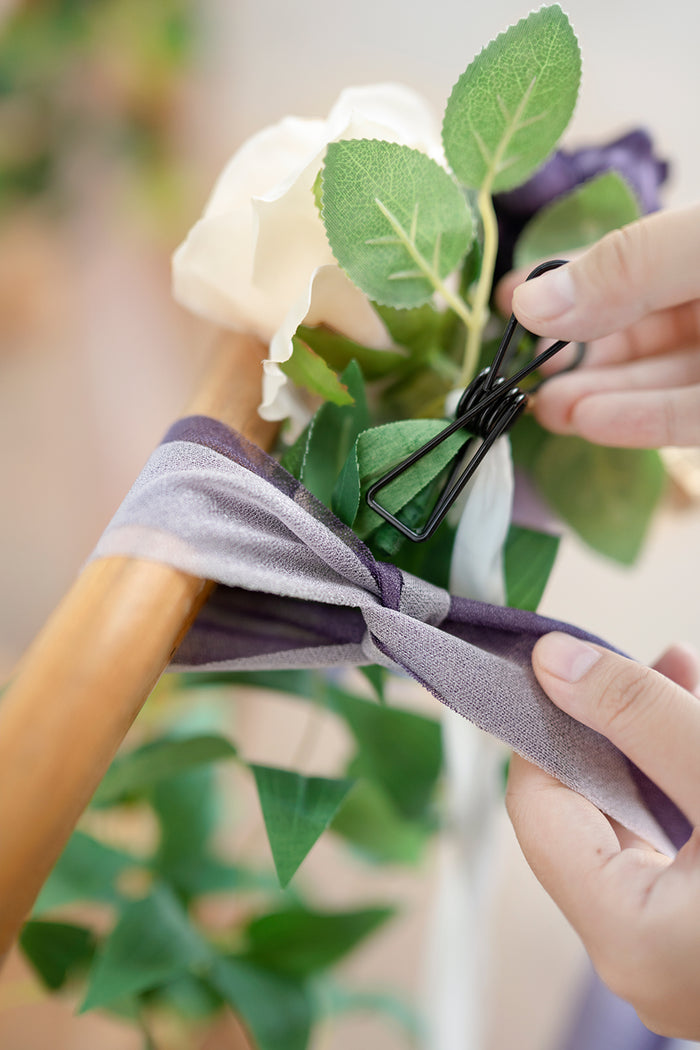 Wedding Aisle Decoration Pew Flowers in Lilac & Gold - Image 3
