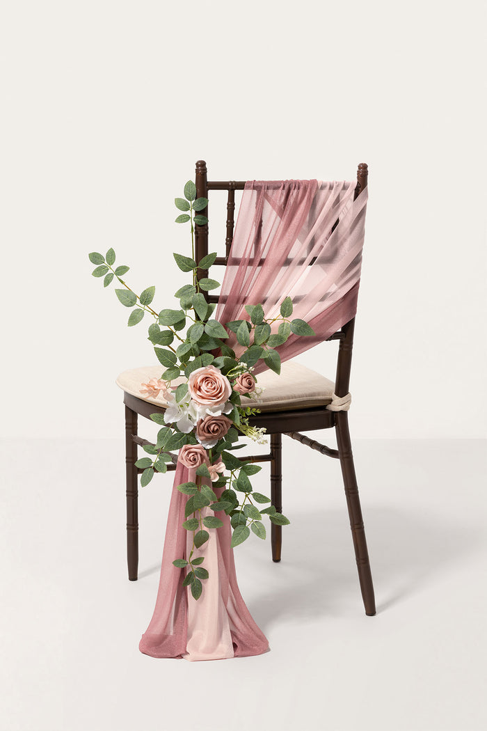 Set of 8 | Chair Flower & Draping Package in Dusty Rose & Cream
