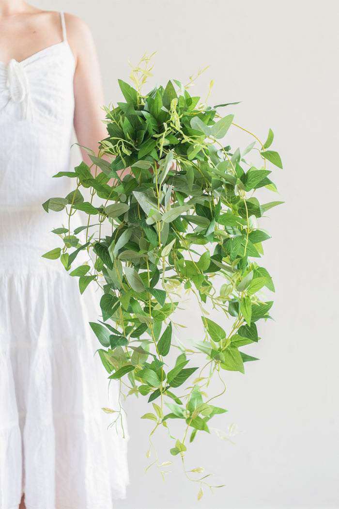 Silk Clematis Leaves Hanging Bush