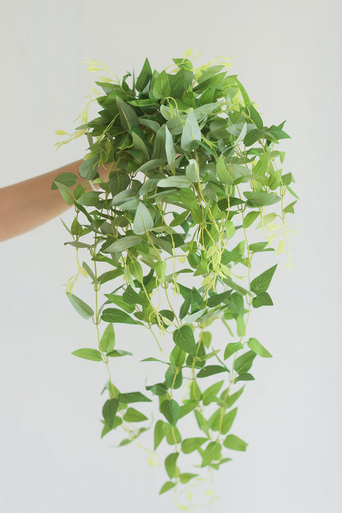 Silk Clematis Leaves Hanging Bush