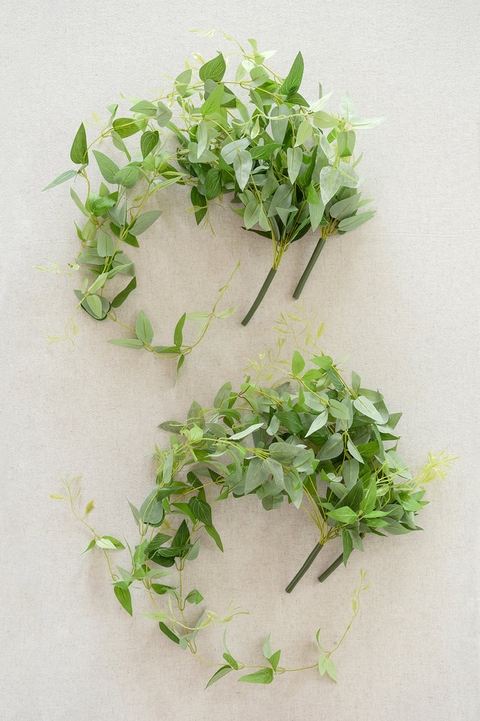 Silk Clematis Leaves Hanging Bush
