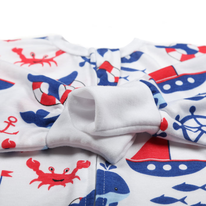 Sleeping Baby Flying Squirrel cozy baby pajama bodysuit Nautical Boy Lightweight