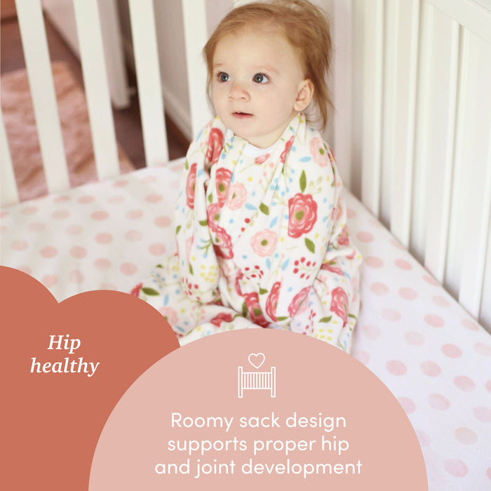 Sleeping Baby Pink Poppy Zipadee-Zip Swaddle Transition - Fleece - Blooming Baby