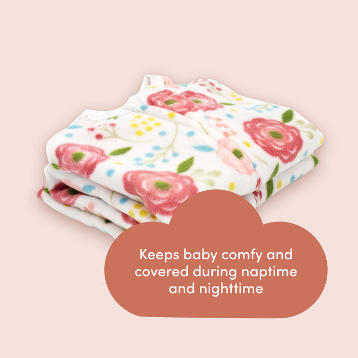 Sleeping Baby Pink Poppy Zipadee-Zip Swaddle Transition - Fleece - Blooming Baby