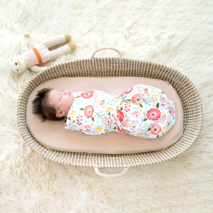 Sleeping Baby Zippy Swaddle safe sleep cotton swaddle Pink Poppy