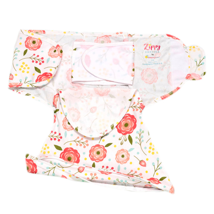 Sleeping Baby Zippy Swaddle safe sleep cotton swaddle Pink Poppy