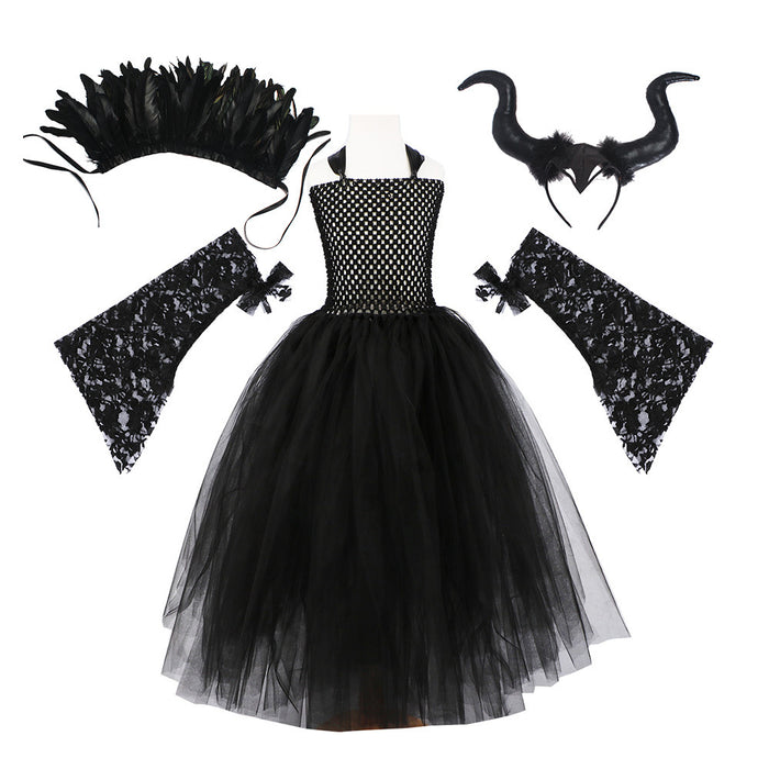 Skirt + lace sleeve + headband + feather shawl / M ( 110cm-120cm)