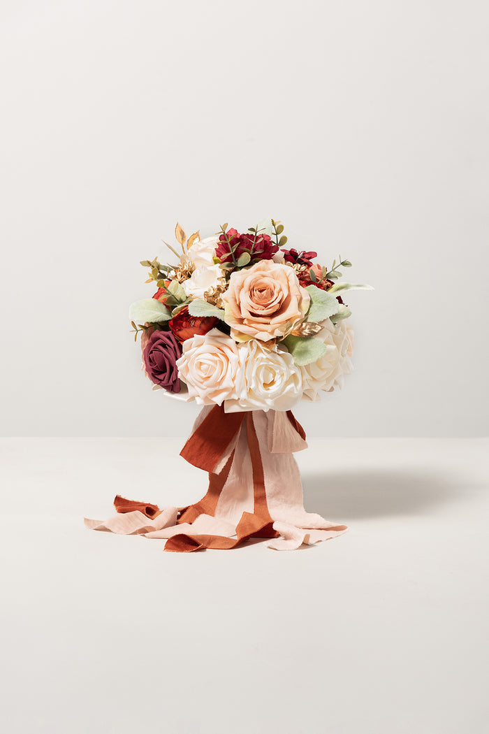 Small Cascade Bridal Bouquet in Sunset Terracotta - Image 7