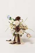 Small Free-Form Bridal Bouquet in Earth Brown & Tawny Beige