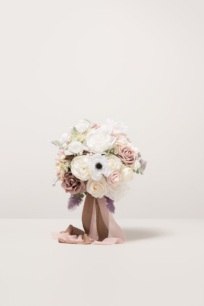 Small Round Bridal Bouquet in Dusty Rose & Cream