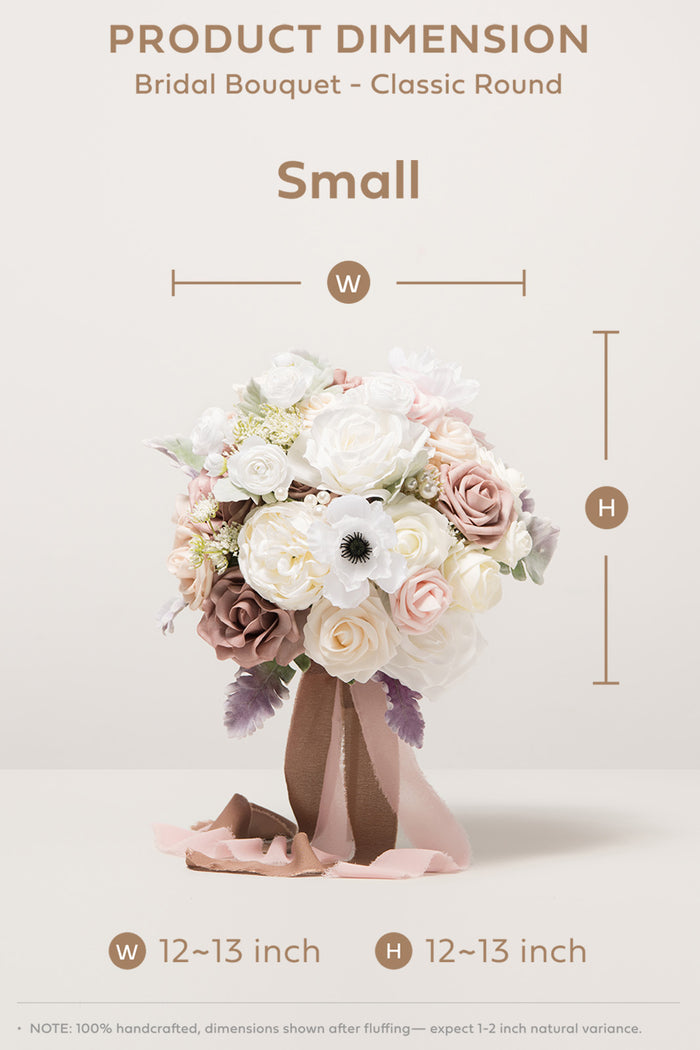 Small Round Bridal Bouquet in Dusty Rose & Cream | Clearance