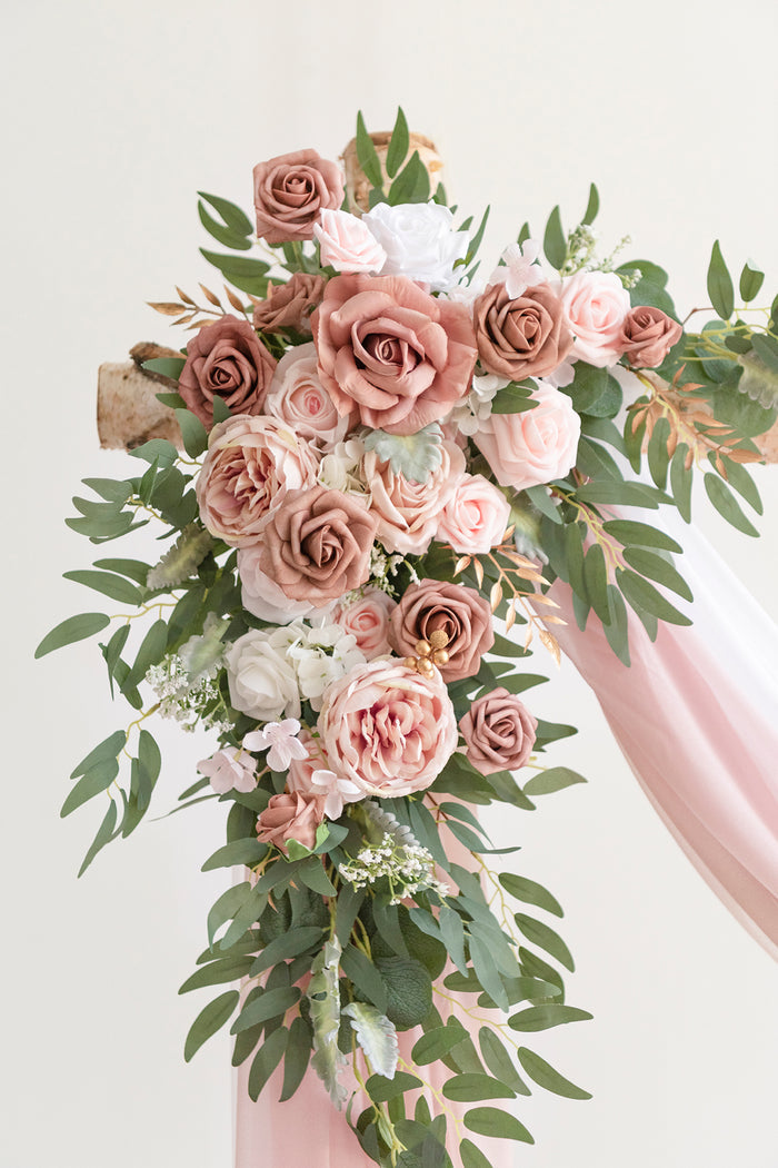 Flower Arch Decor with Drapes in Dusty Rose & Cream - Image 10