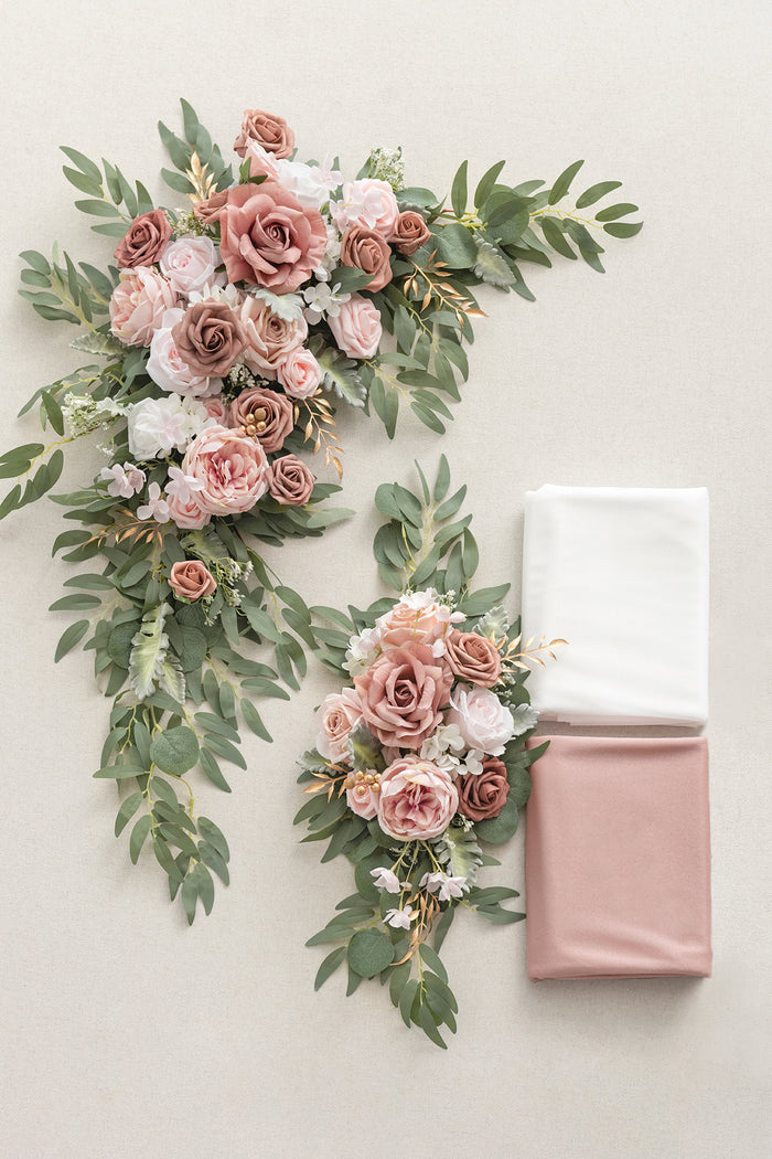 Flower Arch Decor with Drapes in Dusty Rose & Cream - Image 12