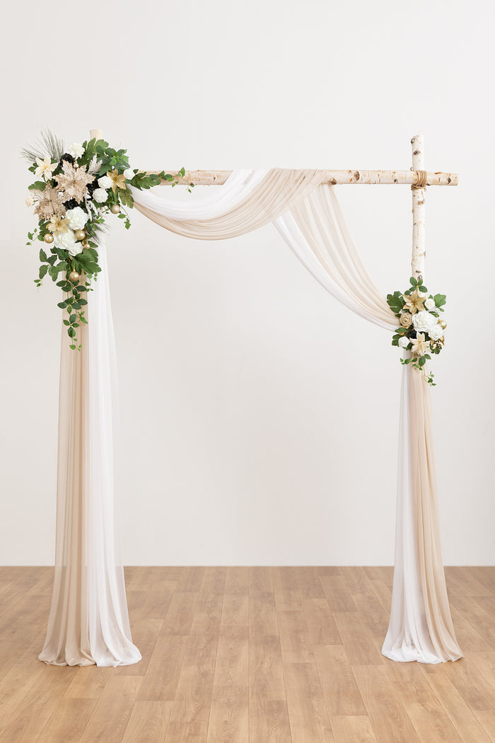 Flower Arch Decor with Drape in Gilded White Christmas Wedding - Image 2