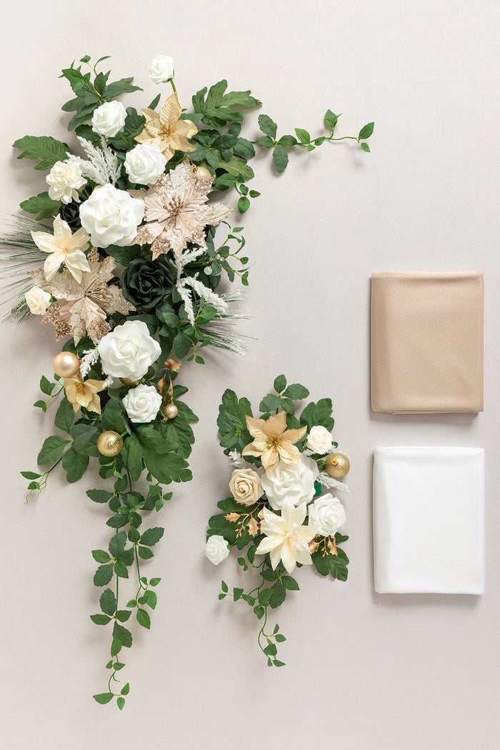 Flower Arch Decor with Drape in Gilded White Christmas Wedding - Image 6