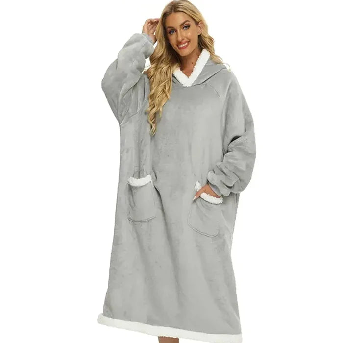 Super Long Flannel Blanket with Sleeves Winter Hoodies Rieworkes