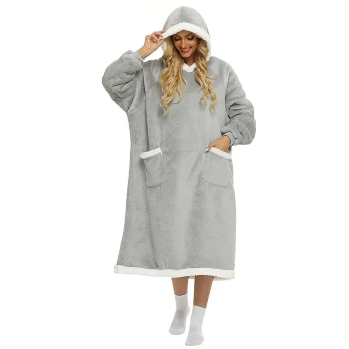 Super Long Flannel Blanket with Sleeves Winter Hoodies Rieworkes