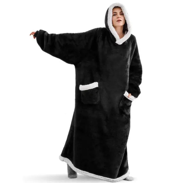 Super Long Flannel Blanket with Sleeves Winter Hoodies Rieworkes