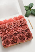 Supporting Flower Boxes in Peach Pearl & Dusty Cedar & Peach Smoothie | 8pcs extra leaves