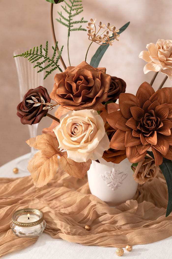 Supporting Flower Boxes in Walnut Brown & Burnt Orange