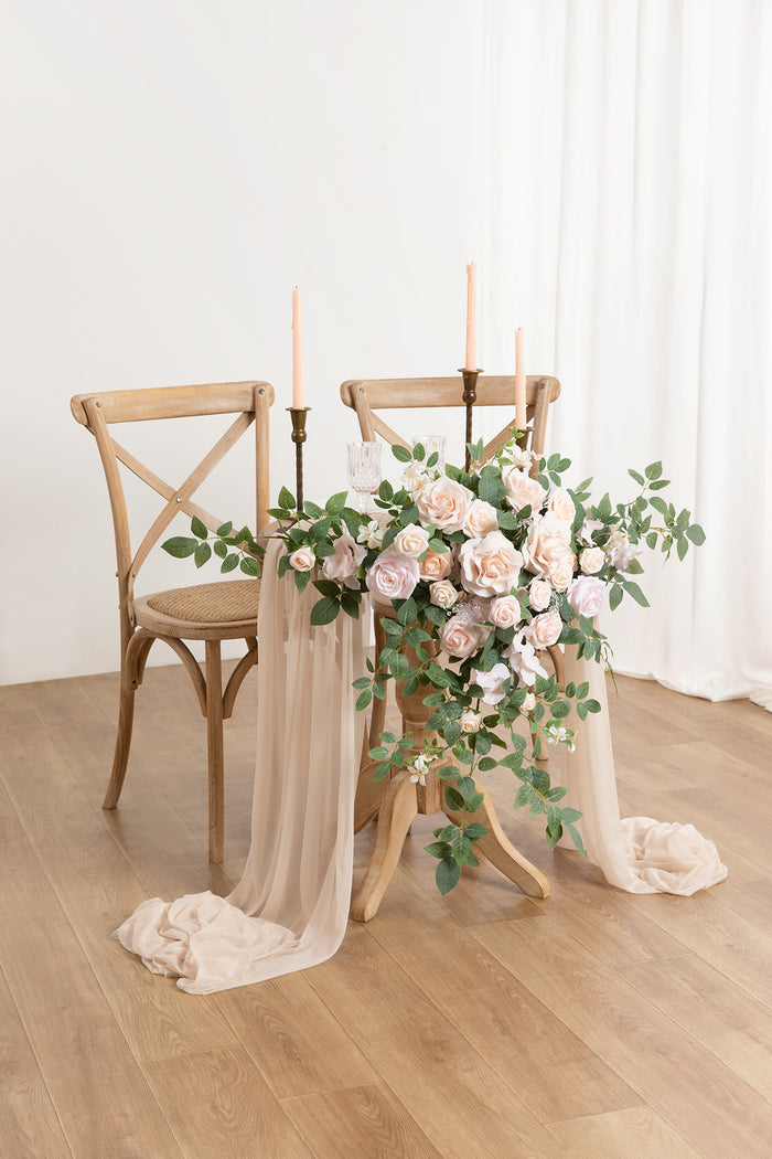 Sweetheart Table Floral Swags in Blush & Cream - Image 2