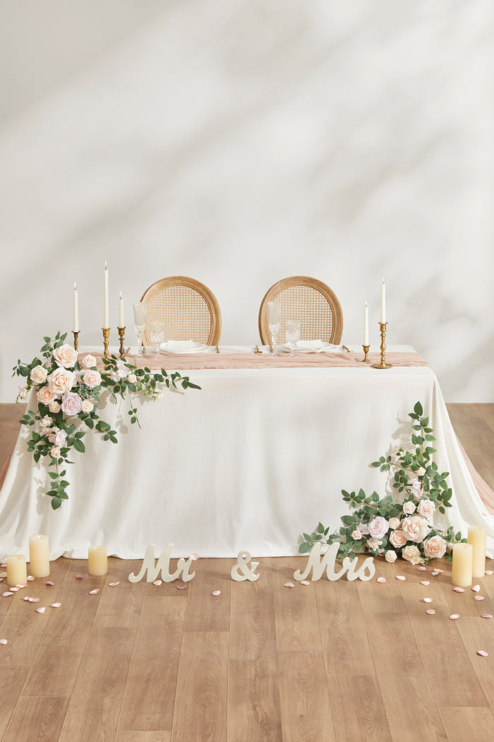 Sweetheart Table Floral Swags in Blush & Cream - Image 3