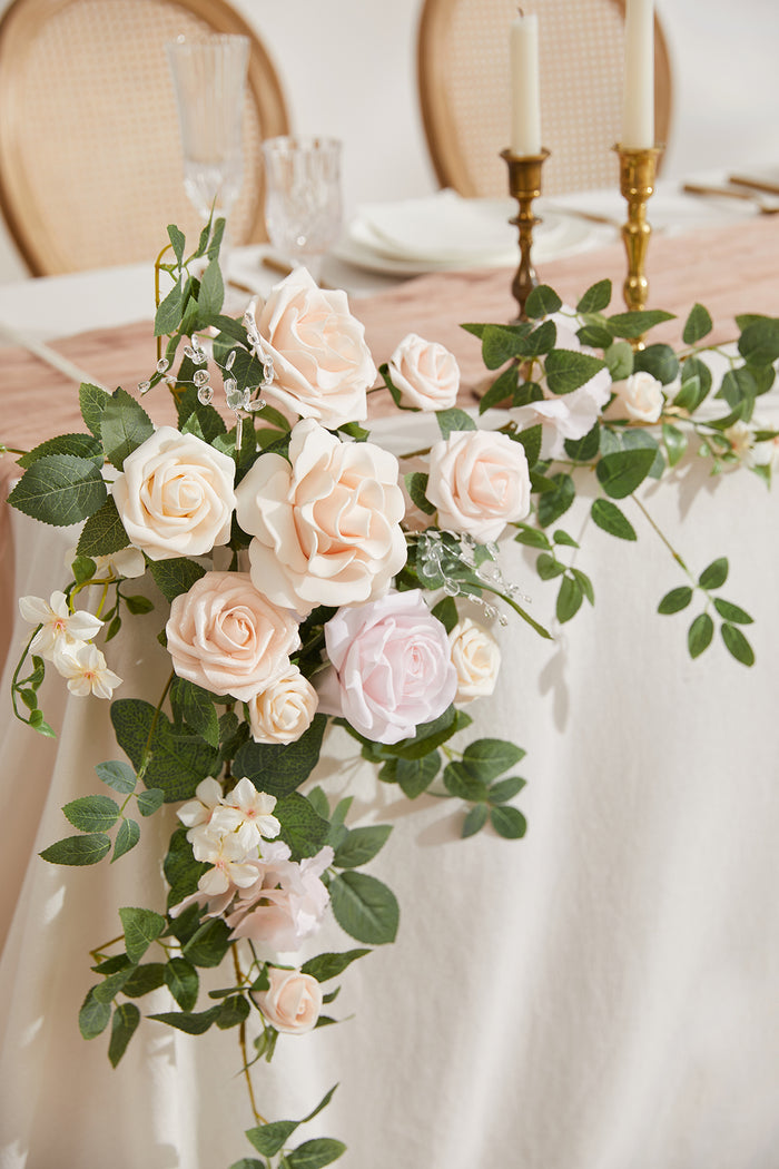 Sweetheart Table Floral Swags in Blush & Cream - Image 4