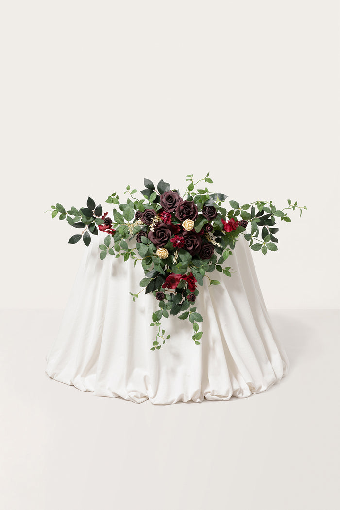 Sweetheart Table Floral Swags in Bordeaux Red & Wine