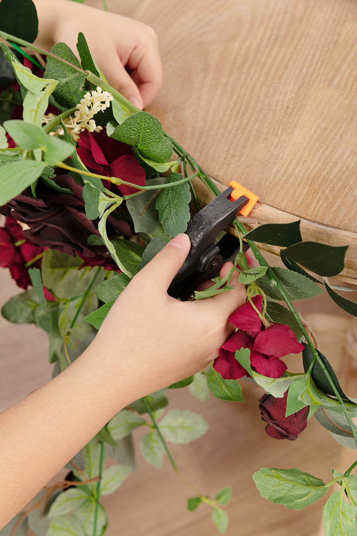 Sweetheart Table Floral Swags in Bordeaux Red & Wine