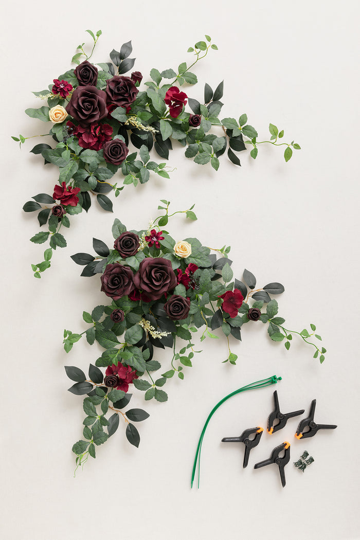 Sweetheart Table Floral Swags in Bordeaux Red & Wine
