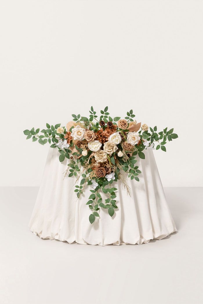Sweetheart Table Floral Swags in Earth Brown & Tawny Beige