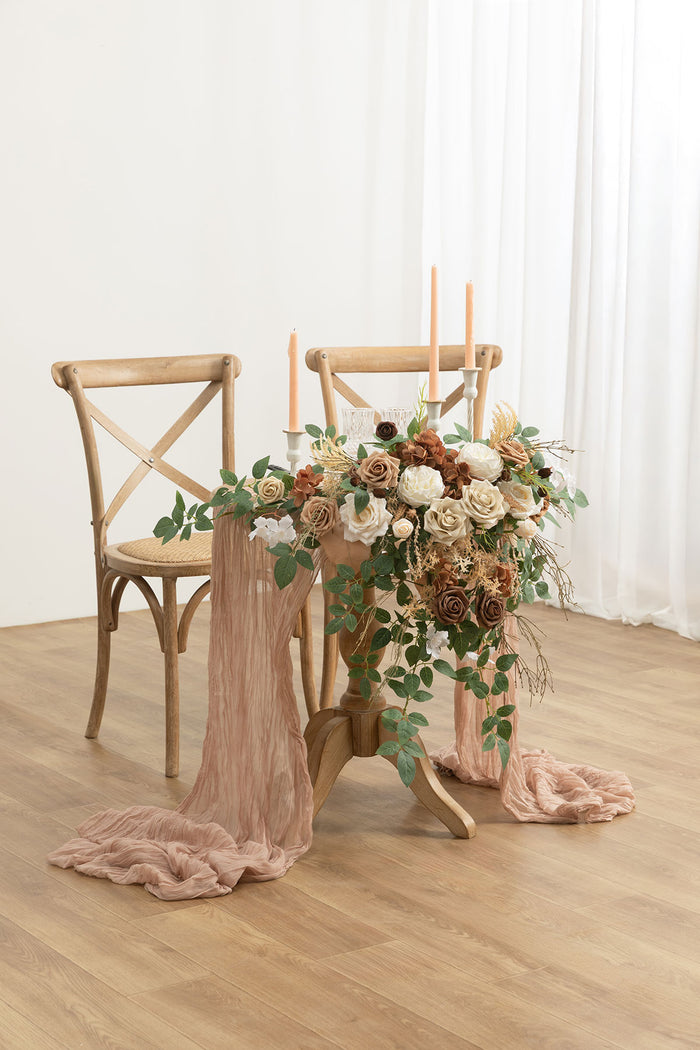 Sweetheart Table Floral Swags in Earth Brown & Tawny Beige - Image 2