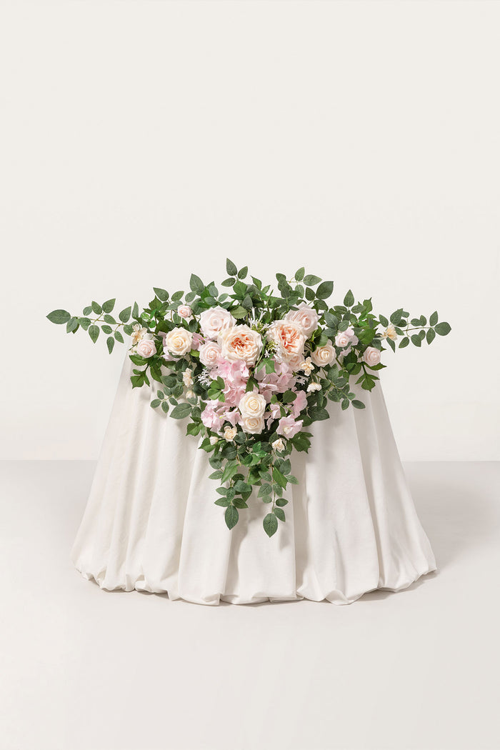 Sweetheart Table Floral Swags in Powder Pink & Cream