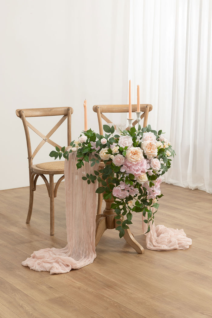 Sweetheart Table Floral Swags in Powder Pink & Cream - Image 2
