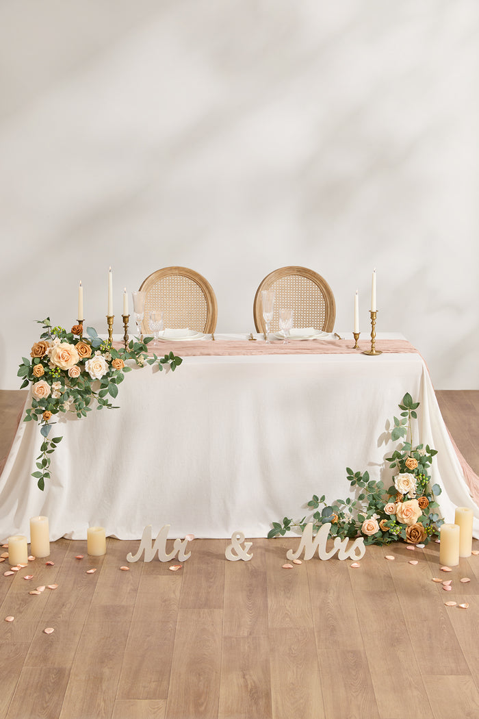 Sweetheart Table Floral Swags in Sunny Peach & Apricot
