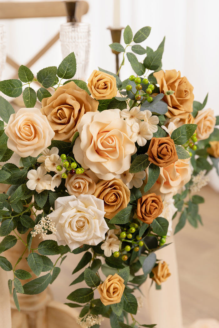Sweetheart Table Floral Swags in Sunny Peach & Apricot