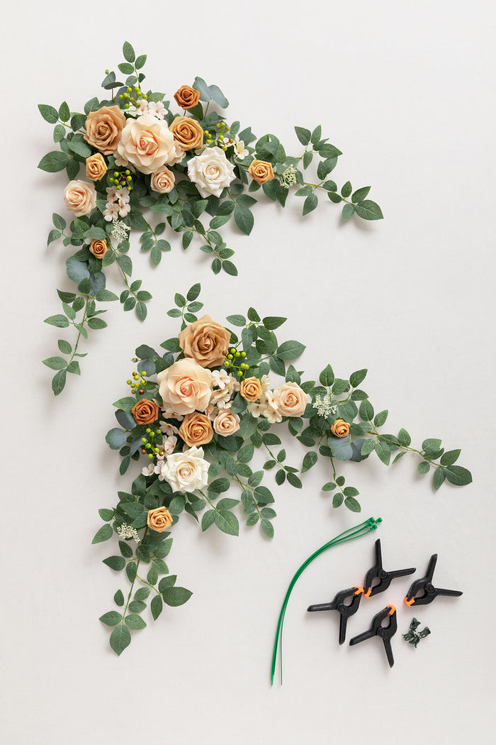 Sweetheart Table Floral Swags in Sunny Peach & Apricot