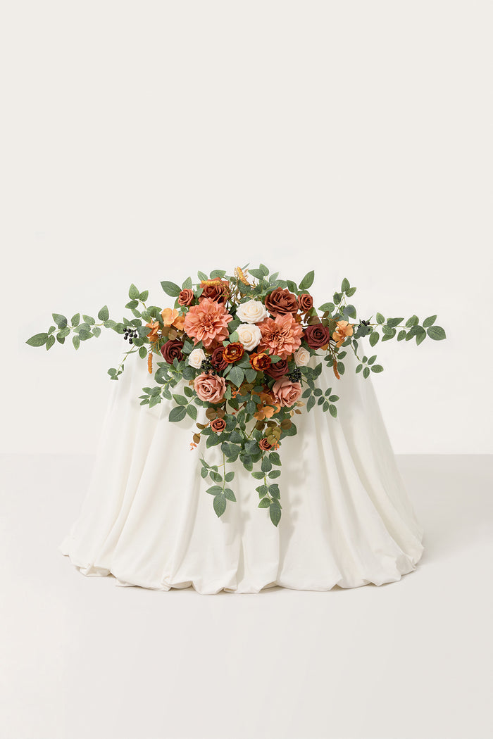 Sweetheart Table Floral Swags in Sunset Terracotta