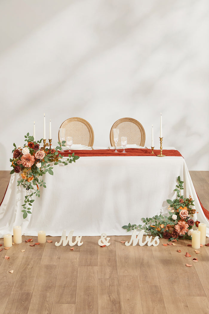 Sweetheart Table Floral Swags in Sunset Terracotta - Image 2