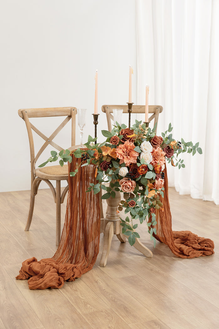 Sweetheart Table Floral Swags in Sunset Terracotta - Image 3