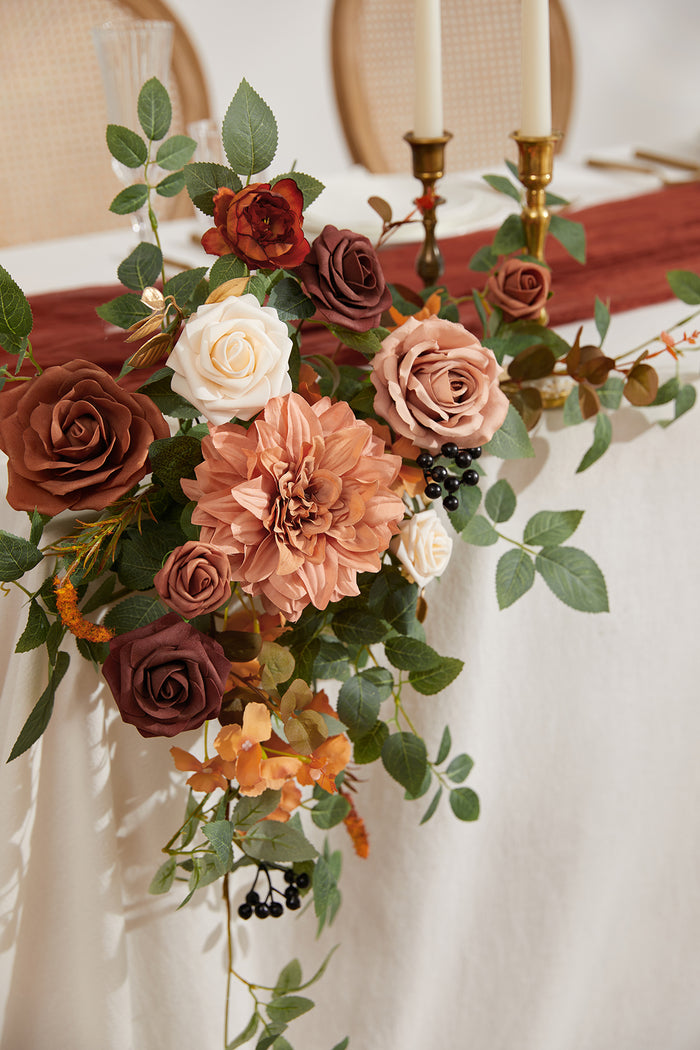 Sweetheart Table Floral Swags in Sunset Terracotta - Image 4