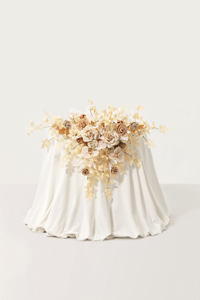 Sweetheart Table Floral Swags in Tawny Beige & Sand Beige